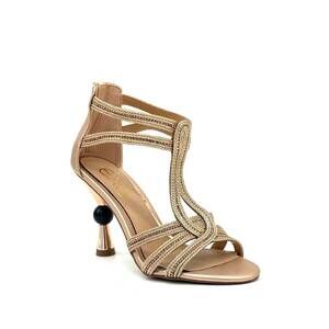 NEW EXE women's diva braided rope t-strap heels in champagne
